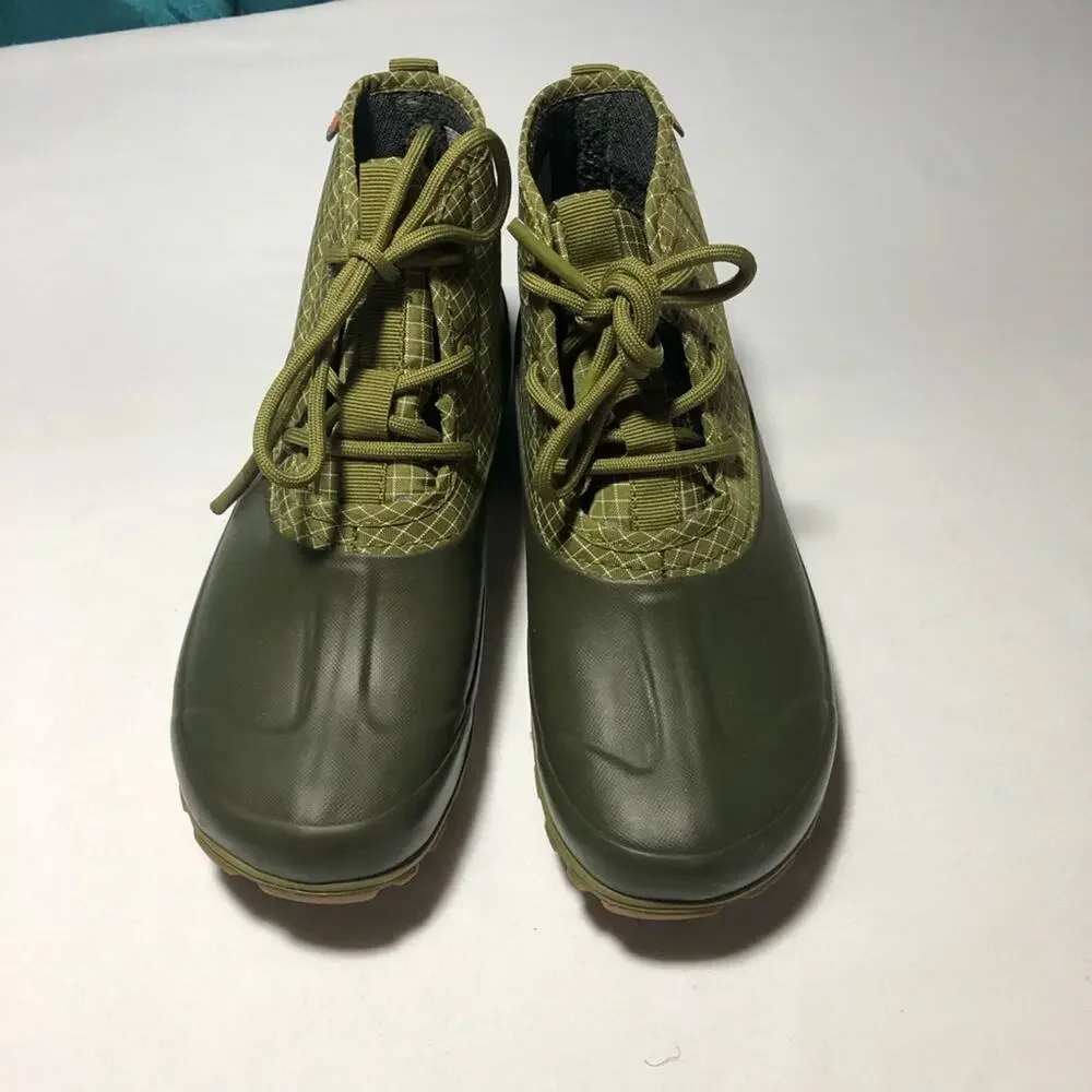 Bogs women lace up casual check waterproof ankle boots army green sz 6 EUC